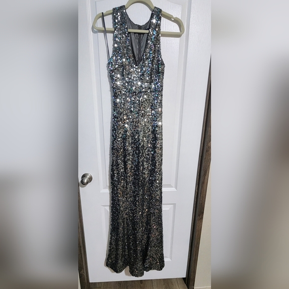 French Connection Silver Sequin Maxi Dress - Picture 3 of 3
